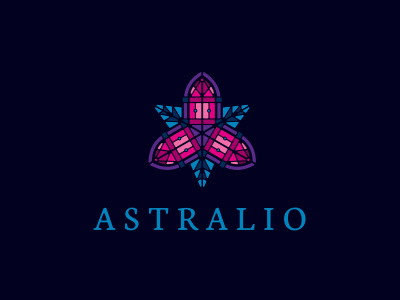 Astralio astral design door dreams esoteric kaleidoscope logo mistic out of body star travel