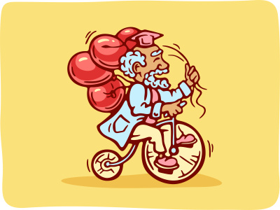 Sharikus balloons bicycle bike character illustration professor vector
