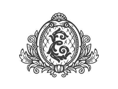 Elizabeth crest e floral ornament furniture illustration logo monogram shield