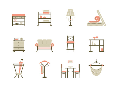 Icon set 2 furniture home house icons iconset illustration interior store vector