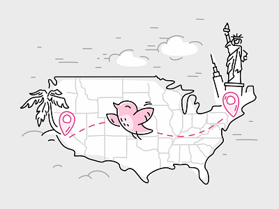 Scentbird america bird cloud illustration location map usa vector