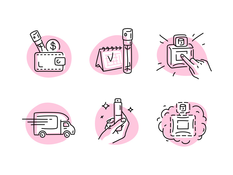 Scentbird Icons graphic line art icon set iconography line vector fourhands stroke scentbird illustrations icons