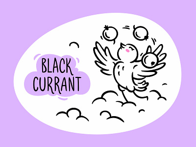 Black Currant artwork bird charcter clouds currant design fourhands illustration lettering package scentbird