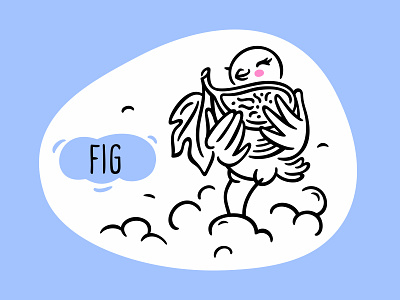 Fig artwork bird charcter clouds design fig fourhands illustration lettering package scentbird