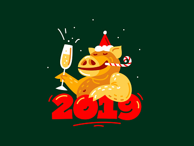 2019 animal character holiday illustration mascot new year pig vector