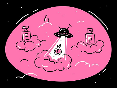 The fragrance isn't available cloud fourhands fragrance illustration perfume space stroke ufo vector