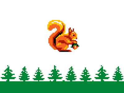 Squirrel 8bit animal character fir forest fourhands icon illustration mascot nut pixel pixel art spruce squirrel