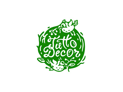 Tutto Decor bird branding character decoration design egg floristic fourhands illustration lettering logo logotype mark nest