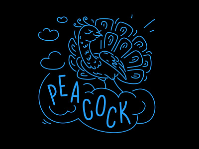 Peacock animal beauty bird clouds coquette fourhands illustration line peacock poster radiance shine sparkle stroke typography vector