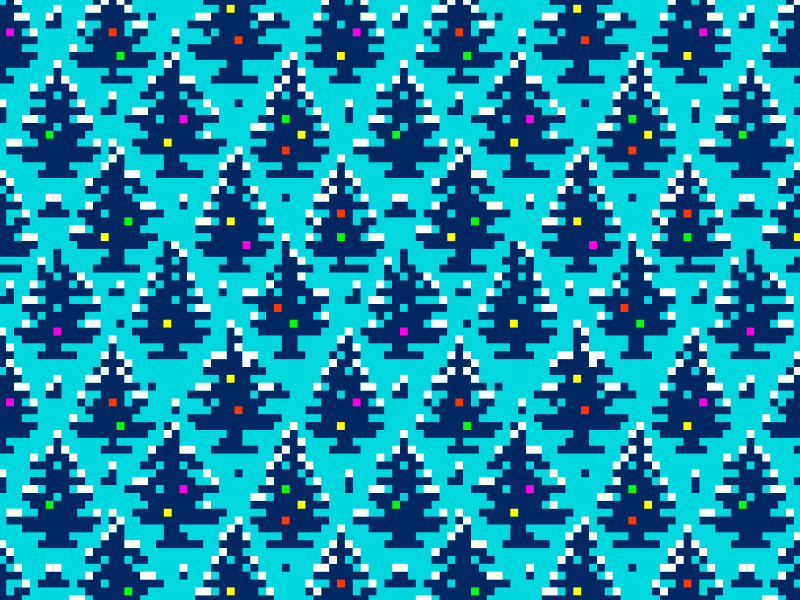 Happy Holidays! 8bit animation christmas fir forest fourhands garland holidays lights new year pattern pixel seamless snow spruce tree vector winter wood xmas