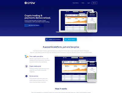 Crow Landing Page crypto exchange crypto wallet cryptocurrency ui ux web