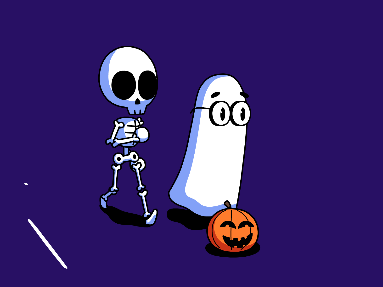 Spooky Boys animation cartoon cute frame by frame ghost halloween loop pumpkin skeleton skull spooky spooky season walkcycle