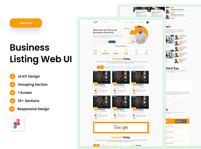 Business Listing Web UI Design app design branding design illustration ui web ui kit