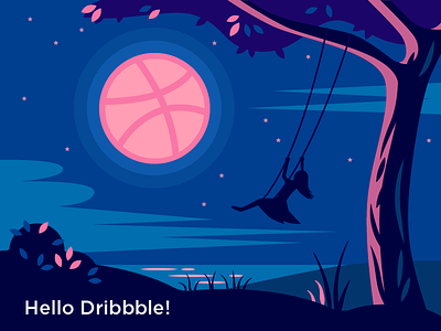 Dribbble 01 01 dribbbleworld excitement firstshot hellodribbble illustration night river swing