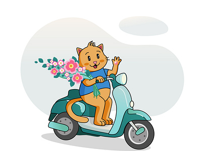 Cat On A Moped