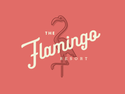 Dribbble Algorithm Test bird branding branding design flamingo hotel lettering logo mid century resort script