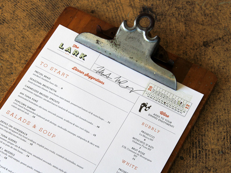 Lark Menu Concept menu logo restaurant typography branding
