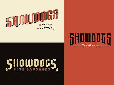 Showdogs Logo Concepts black blackletter dogs fraktur lettering logo red restaurant rock band sausage type typography