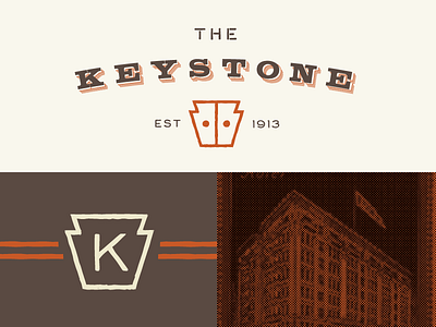 Keystone bar gray lettering logo red restaurant retro script vintage