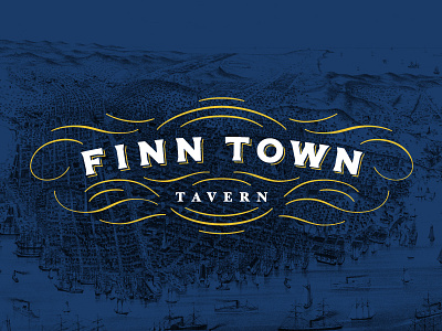 Finn Town Tavern Logo bar branding gold rush lettering logo ornament restaurant tavern victorian vintage