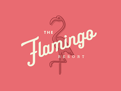 Flamingo Concept bird branding design flamingo hotel lettering logo mid century resort script