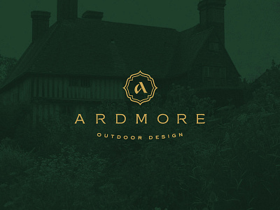 Ardmore logo branding design english gold green hotel inn logo restaurant texture typography vintage