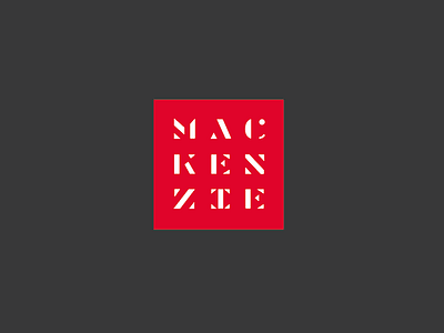 MacKenzie Logo Concept design engraved graphic gray lettering logo modern red square stencil