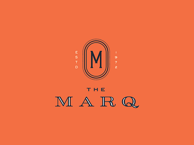 Mark for the Marq branding graphic design hospitality hotel lettering logo monogram orange retro vintage