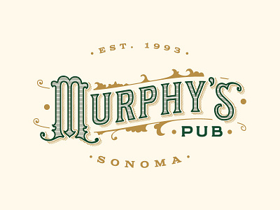 Murphy's Pub Logo branding green irish lettering logo pub restaurant sonoma victorian vintage
