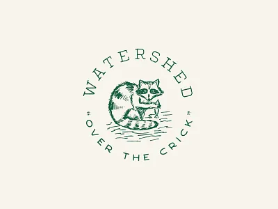 Watershed Concept branding design graphic green icon illustration lettering logo raccoon restaurant retro typography vector vintage