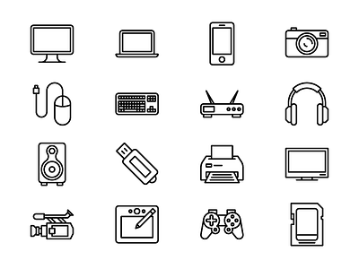 Tech Icons gadgets icons outline simple technology