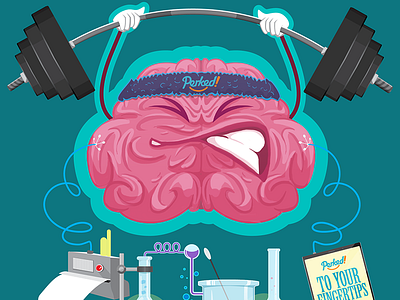 Brain fart! banner brain character design exercise graphic perked pink poster