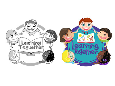 Learning together child children design graphic kids kindergarden learning logo