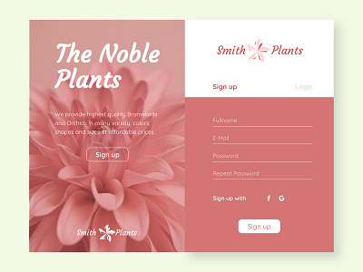 Daily Ui 001 – SIGNUP daily ui challange dailyui dailyui 001 plant plantshop shop signup typogaphy userexperience ux webdesign