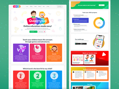 QwertyGo : Online educational platform - Website design award children education kids landing pre schooler teaching website