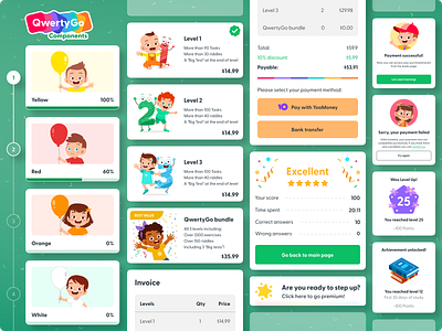 QwertyGo - Web app & Mobile app Components award child children design education kids learn pre school pre schooler task teaching