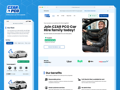 Czar PCO : Website showcase - Homepage car rental design hire landing logo london mobile reantal rent responsive ui website