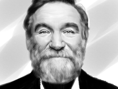Robin Williams adobe photoshop black and white digital 2d digital art digital painting digital portrait illustration megha bhadana print robin williams