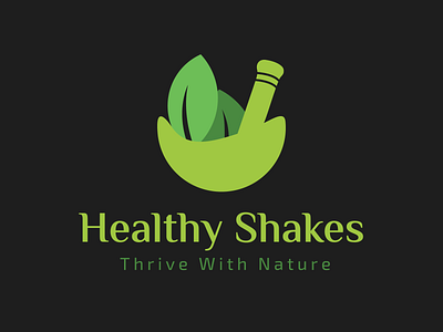 Healthy shakes beautiful black color contrast design flat graphic green healthy leafs logo medicine modern nature shakes simplicity typography vector