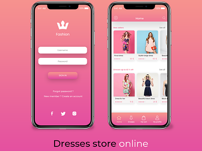 Dress shop mobile application android beautiful design fashion gradient color ios shopping simplicity uidesign women fashion