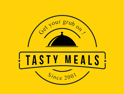 tasty meals attractive beautiful circle color delicious design eat flat food hot hungry illustration logo modern restaurant simplicity tasty typography vintage yellow