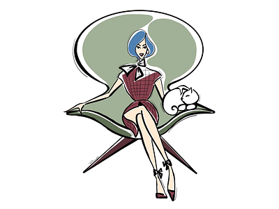 Relaxing fashion illustration cat chair