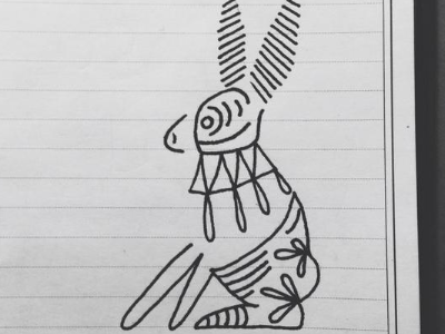 Aztec Bunny bunny doodle linework sketch