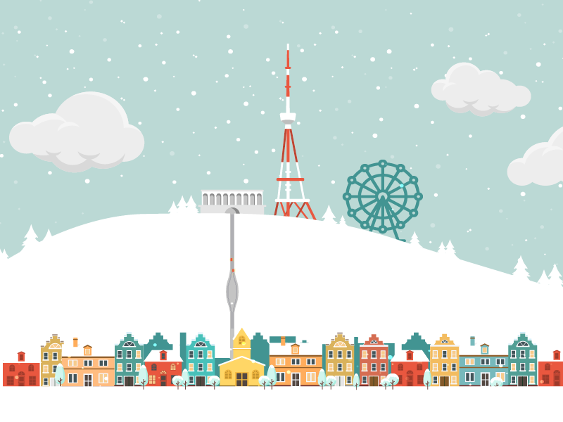 Tbilisi/My Hometown art designer ui design republic of georgia old tbilisi ninak mtatsminda funicular clouds christmas vector art tbilisi oldtbilisi houses hometown georgia architecture vector illustration