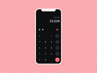 Daily UI #004 - Calculator calculator daily ui daily ui 004 dark mode flat ios minimal mobile pink