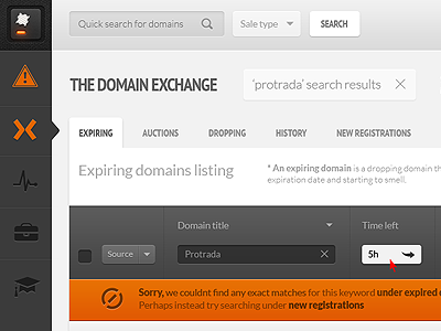 New UI project WIP... app domain exchange protrada search touch ready ui
