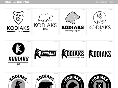 Kodiaks - Logo Design | Phase 1 bear bear logo bears company logo concept designs design digital sketch graphic design illustration k k logo kodiak kodiak logo kodiaks kodiaks logo logo logo concepts logo design logosheet phase 1