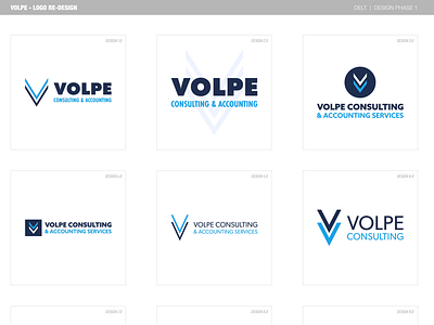 Volpe Accounting - Logo Re-Design: Phase I accounting branding consulting delt design design phase graphic design letter design letter mark lettermark logo logo design logo designs typography v v design v letter v letter mark v logo v mark
