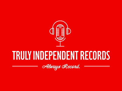 Truly Independent Records - Logo Revisions branding delt design graphic design headphones icon independent line art logo logo design microphone music music art music logo record label recording studio records studio typography vector