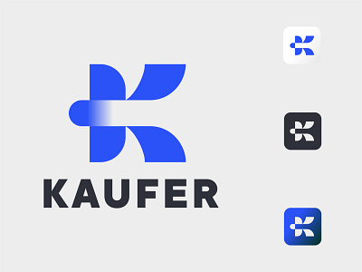 Kaufer (K Monogram) blue branding design icon letter logo logomark logotype modern logo monochrome monogram monogram design startup logo typography